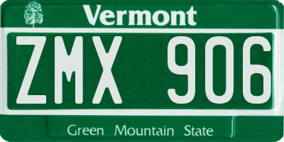 VT license plate ZMX906