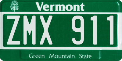VT license plate ZMX911
