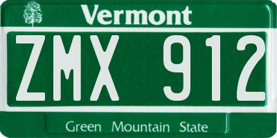 VT license plate ZMX912