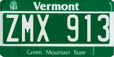 VT license plate ZMX913