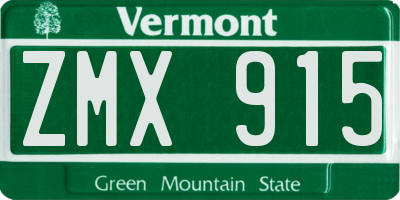VT license plate ZMX915
