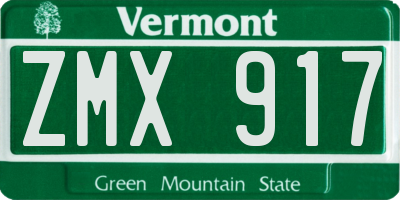 VT license plate ZMX917