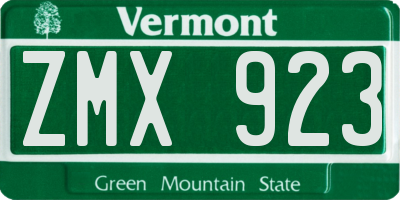 VT license plate ZMX923