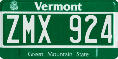 VT license plate ZMX924