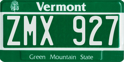 VT license plate ZMX927