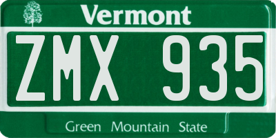 VT license plate ZMX935