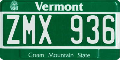 VT license plate ZMX936