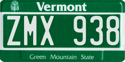 VT license plate ZMX938