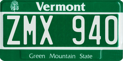 VT license plate ZMX940
