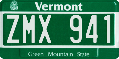 VT license plate ZMX941