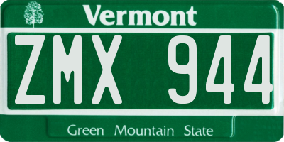 VT license plate ZMX944