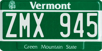 VT license plate ZMX945