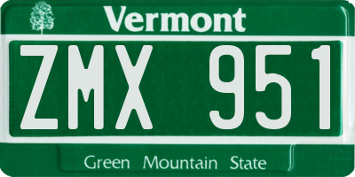 VT license plate ZMX951