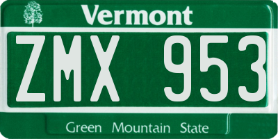 VT license plate ZMX953