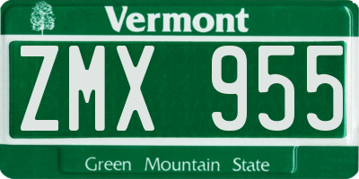 VT license plate ZMX955