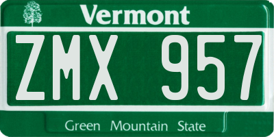 VT license plate ZMX957