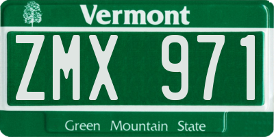 VT license plate ZMX971