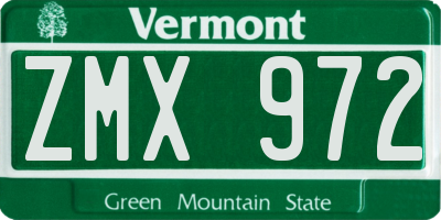 VT license plate ZMX972