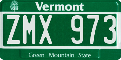 VT license plate ZMX973