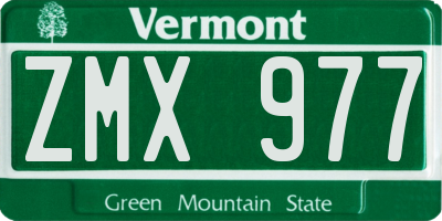 VT license plate ZMX977