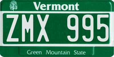 VT license plate ZMX995