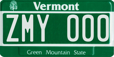 VT license plate ZMY000