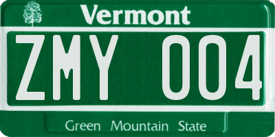 VT license plate ZMY004