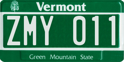 VT license plate ZMY011