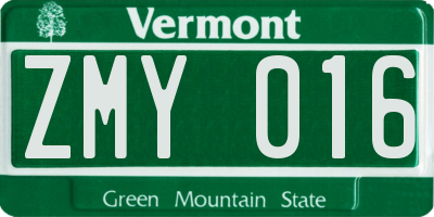 VT license plate ZMY016