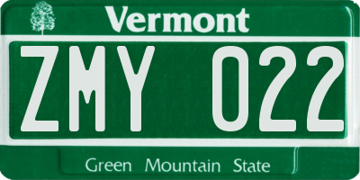 VT license plate ZMY022