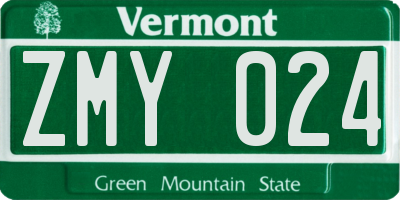 VT license plate ZMY024