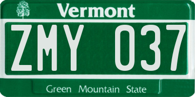 VT license plate ZMY037