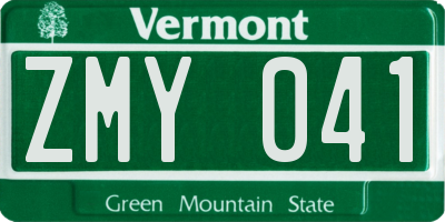 VT license plate ZMY041