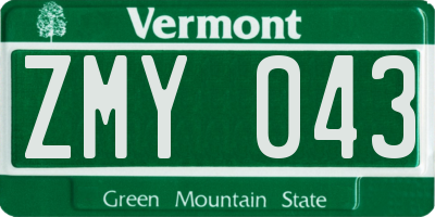 VT license plate ZMY043