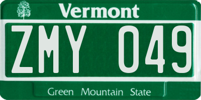 VT license plate ZMY049