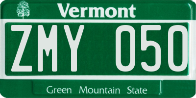 VT license plate ZMY050