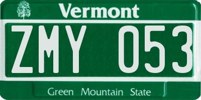 VT license plate ZMY053