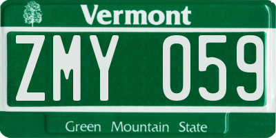 VT license plate ZMY059