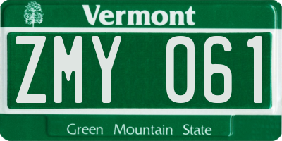 VT license plate ZMY061
