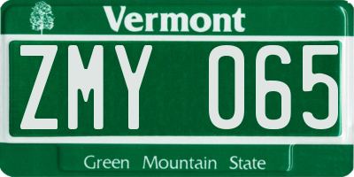 VT license plate ZMY065