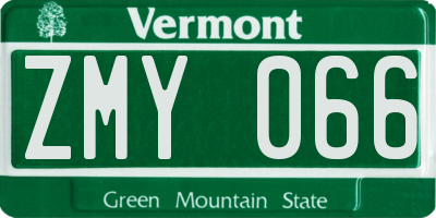 VT license plate ZMY066