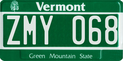 VT license plate ZMY068