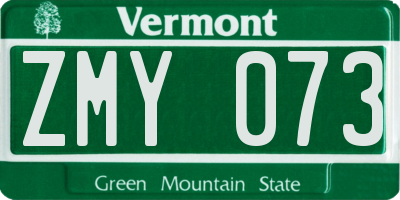 VT license plate ZMY073