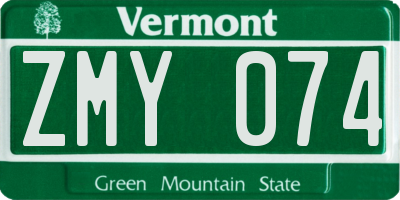 VT license plate ZMY074
