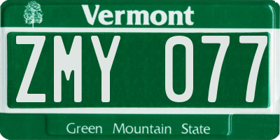 VT license plate ZMY077