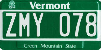 VT license plate ZMY078