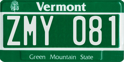 VT license plate ZMY081