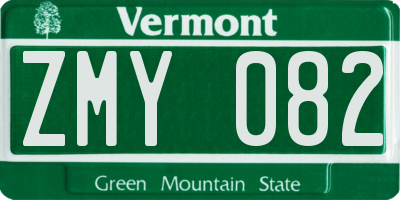 VT license plate ZMY082