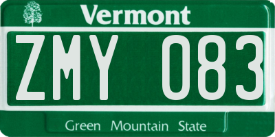 VT license plate ZMY083