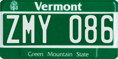 VT license plate ZMY086